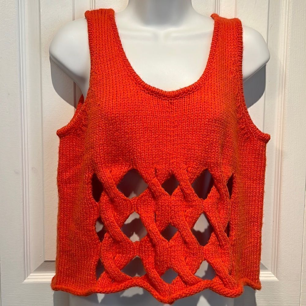 ‎H&M Orange Knit Sleeveless Top Size M